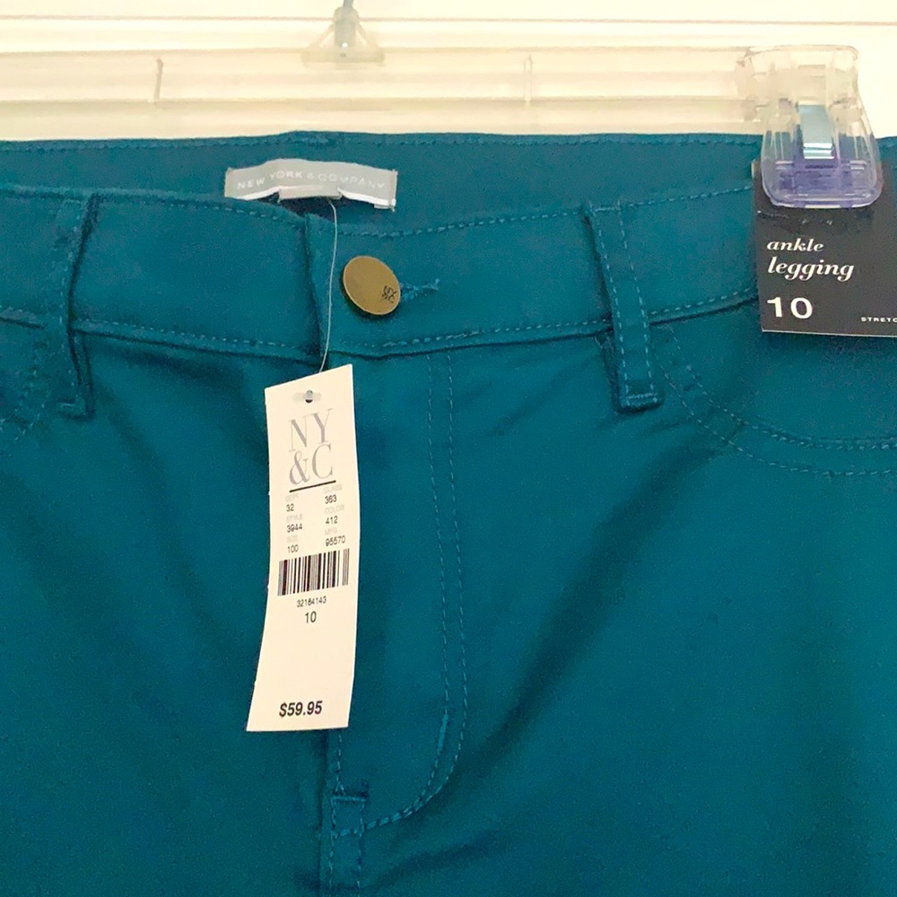 NWT New York & Company Teal Blue Pants Sz 10